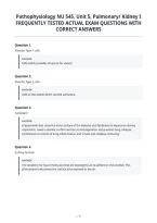 Pathophysiology Nu 545&comma; Unit 5&comma; Pulmonary&sol; Kidney I&NewLine;Frequently Tested Actual Exam Questions With&NewLine;Correct Answers