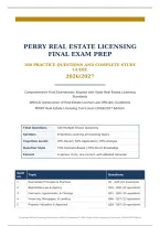 PERRY Real Estate Licensing Final Exam Prep 2026&sol;2027 &vert; 100 Practice Q&A Study Guide&NewLine;&NewLine;