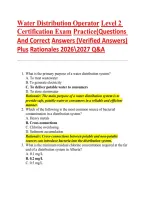 Water Distribution Operator Level 2 Exam Q&A 2026&sol;2027