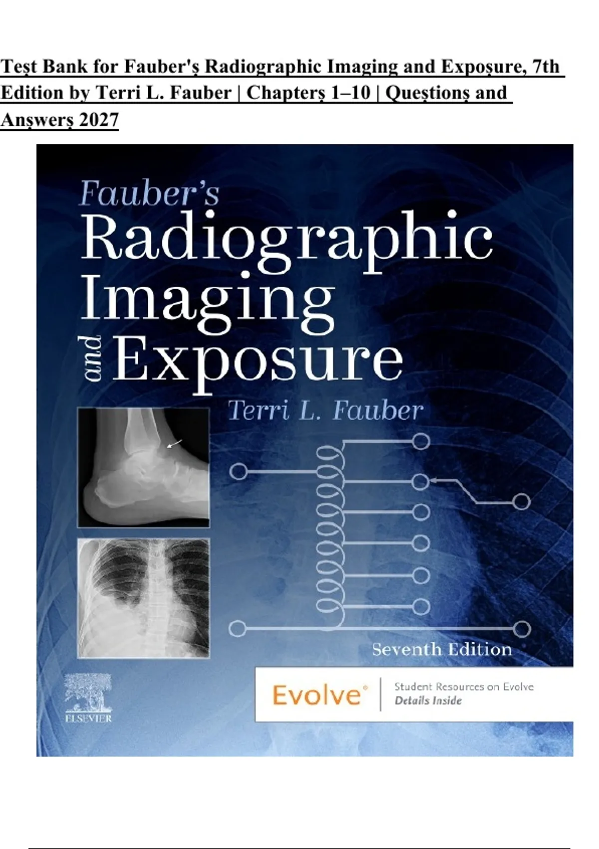 Test Bank for Fauber’s Radiographic Imaging and Exposure 7th Edition by ...