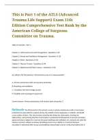 ATLS &lpar;Advanced Trauma Life Support&rpar; Exam 11th Edition Comprehensive Test Bank by the American College of Surgeons Committee on Trauma