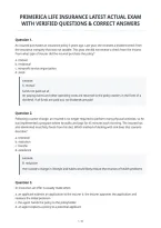 Primerica Life Insurance Latest Actual Exam&NewLine;With Verified Questions & Correct Answers