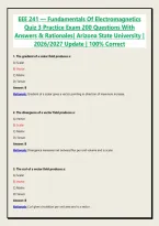 EEE 241 &mdash; Fundamentals Of Electromagnetics Quiz 3 Practice Exam 200 Questions With Answers & Rationales&vert; Arizona State University &vert; 2026&sol;2027 Update &vert; 100&percnt; Correct