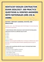Kentucky Boiler Contractor Exam 2026&sol;2027&colon; 300 Practice Questions & Verified Answers With Rationales &lpar;Krs 236 & Asme&rpar;