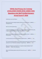 HIPAA And Privacy Act Training &NewLine;&lpar;CHALLENGE EXAM&rpar; &lpar;DHA-US001&rpar; With &NewLine;Questions And Well Verified Answers &NewLine;Actual Exam&excl;&excl;&excl; 2026