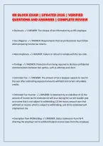 Hr Block Exam &vert; Updated 2026 &vert; Verified&NewLine;Questions And Answers &vert; Complete Review