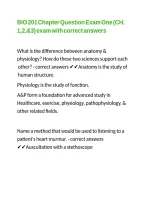 BIO 201 Chapter Question Exam One &lpar;CH&period; 1&comma;2&comma;&3&rpar; exam with correct answers 