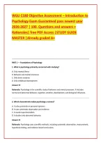 WGU C180 Objective Assessment &ndash; Introduction to &NewLine;Psychology Exam Guaranteed pass newest year &NewLine;2026-2027 &vert; 100&period; Questions and answers &plus; &NewLine;Rationales&vert; free PDF Access &vert;STUDY GUIDE &NewLine;MASTER &vert;Already graded A
