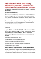 HESI Pediatrics Exam 2026&ndash;2027 &vert; Introduction&comma; Version 1&comma; Version 2 and Version 3 Exam Questions and Answers