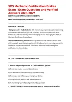 SOS Mechanic Certification Brakes Exam &vert; Exam Questions and Verified Answers 2026&ndash;2027