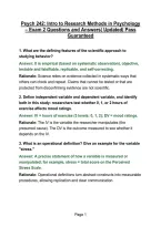 Psych 242 Exam 2 Intro to Research Methods in Psychology &ndash; Questions and Answers&vert; Updated&vert; Pass Guaranteed