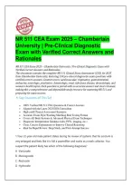 NR 511 CEA Exam 2025 &ndash; Chamberlain &NewLine;University &vert; Pre-Clinical Diagnostic &NewLine;Exam with Verified Correct Answers and &NewLine;Rationales 