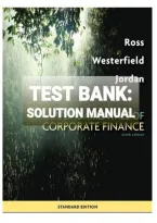 Test Bank and Solution Manual Fundamentals of Corporate Finance 9th Edition by Ross&comma; Westerfield&comma; and Jordan