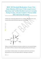 BIOC 385 Metabolic Biochemistry Exam 3 Test &NewLine;Bank &sol;Biochem 385 Exam 3 With Actual Correct &NewLine;Questions And Verified Detailed Answers&vert; Currently &NewLine;Testing Version &vert; Already Graded A&plus;&vert;Newest &vert;2026 &NewLine;2027 University Of Arizona 
