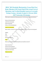 BIOC 385 Metabolic Biochemistry Exam Final Test &NewLine;Bank &sol;Biochem 385 Exam Final With Actual Correct &NewLine;Questions And Verified Detailed Answers&vert; Currently &NewLine;Testing Version &vert; Already Graded A&plus;&vert;Newest &vert;2026 &NewLine;2027 University Of Arizona 