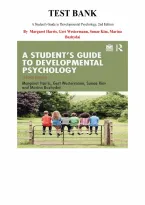 Test Bank for A Student's Guide to Developmental Psychology&comma; 2nd Edition by Margaret Harris&comma; Gert Westermann&comma; Sunae Kim&comma; Chapter 1-18 &vert; All Chapters