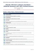 BYU Bio 130 Exam 1 Johnson and Adams &ndash;&NewLine;UPDATED Questions with 100&percnt; Verified Answers