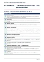Bio 130 Exam 1 &ndash; UPDATED Questions with 100&percnt;&NewLine;Verified Answers