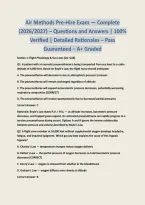 Air Methods Pre-Hire Exam &mdash; Complete &NewLine;&lpar;2026&sol;2027&rpar; &ndash; Questions and Answers &vert; 100&percnt; &NewLine;Verified &vert; Detailed Rationales &ndash; Pass &NewLine;Guaranteed &ndash; A&plus; Graded