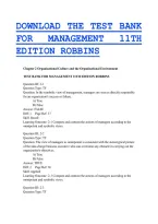 Test Bank for Management&comma; 11th Edition&comma; Chapter 2&colon; Organizational Culture and the Organizational Environment by Stephen P&period; Robbins