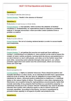 HLST 110 Final Questions and Answers