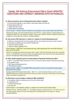 Seattle&comma; WA Parking Enforcement Officer Exam UPDATED&NewLine;QUESTIONS AND CORRECT ANSWERS WITH RATIONALES&period;