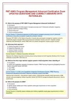 PMT 4990V Program Management Advanced Certification Exam&NewLine;UPDATED QUESTIONS AND CORRECT ANSWERS WITH&NewLine;RATIONALES&period;