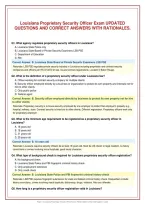 Louisiana Proprietary Security Officer Exam UPDATED&NewLine;QUESTIONS AND CORRECT ANSWERS WITH RATIONALES&period;