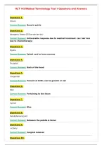 HLT 143 Medical Terminology Test 1 Questions and Answers