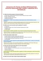 Intravenous &lpar;IV&rpar; Therapy and Blood Withdrawal Exam&NewLine;UPDATED QUESTIONS AND CORRECT ANSWERS WITH&NewLine;RATIONALES&period;