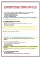 Certified Property Manager &lpar;CPM&rpar; Practice Exam UPDATED&NewLine;QUESTIONS AND CORRECT ANSWERS WITH RATIONALES&period;