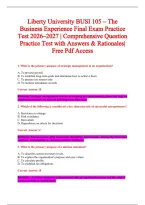 Liberty University BUSI 105 &ndash; The Business Exam 2026-2027 QUESTIONS AND ANSWERS ALREADY GRADED A&plus;&period;&NewLine;100&percnt; Verified Solutions &vert; Updated Per Latest Guidelines &vert; Graded A&plus;