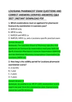 Louisiana Pharmacist Exam Questions and Correct Answers 2026 &ndash; Complete Practice Test and Study Guide