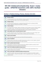 NR 446 Collaborative&sol;leadership- Exam 1 study&NewLine;guide &ndash; UPDATED Questions with 100&percnt; Verified&NewLine;Answers