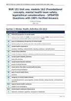 NUR 151 Unit one&comma; module 1&2 &lpar;Foundational&NewLine;concepts&comma; mental health team safety&comma;&NewLine;legal&sol;ethical considerations &ndash; UPDATED&NewLine;Questions with 100&percnt; Verified Answers