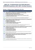 NUR 151- Fundamentals Fall 2026 Meramec &ndash;&NewLine;UPDATED Questions with 100&percnt; Verified Answers