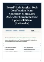 Board Vitals Surgical Tech Certification Exam Questions & Answers 2026&sol;2027 Comprehensive Updated Edition &lpar;Rationales&rpar;