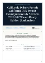 California Drivers Permit California DMV Permit Exam Questions & Answers 2026&sol;2027 Exam-Ready Edition &lpar;Rationales&rpar;