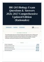 BIO 205 Biology Exam Questions & Answers 2026&sol;2027 Comprehensive Updated Edition &lpar;Rationales&rpar;