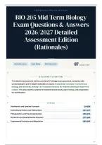 BIO 205 Mid-Term Biology Exam Questions & Answers 2026&sol;2027 Detailed Assessment Edition &lpar;Rationales&rpar;