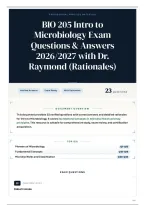 BIO 205 Intro to Microbiology Exam Questions & Answers 2026&sol;2027 with Dr&period; Raymond &lpar;Rationales&rpar;