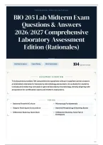 BIO 205 Lab Midterm Exam Questions & Answers 2026&sol;2027 Comprehensive Laboratory Assessment Edition &lpar;Rationales&rpar;