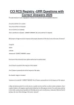 CCI RCS Registry -URR Questions with Correct Answers 2026