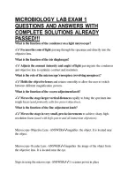Microbiology Lab Exam 1 Questions And Answers With Complete Solutions Already Passed&excl;&excl;&excl;