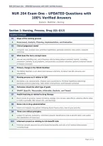 NUR 204 Exam One &ndash; UPDATED Questions with&NewLine;100&percnt; Verified Answers
