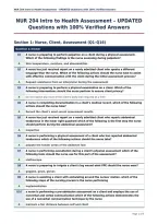 NUR 204 Intro to Health Assessment &ndash; UPDATED&NewLine;Questions with 100&percnt; Verified Answers