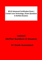 NCLE Advanced Certification Exam &vert; Contact Lens Technology Questions & Verified Answers PDF &vert; New Edition &vert; Grade A&plus; &vert; 2026&sol;2027