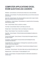 Computer Applications Excel Exam Questions And Answers