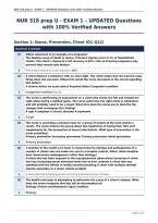 NUR 318 prep U - EXAM 1 &ndash; UPDATED Questions&NewLine;with 100&percnt; Verified Answers
