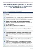 NUR 318 Pathophysiology Chapter 12&colon; Disorders&NewLine;of the Immune Response &ndash; UPDATED Questions&NewLine;with 100&percnt; Verified Answers